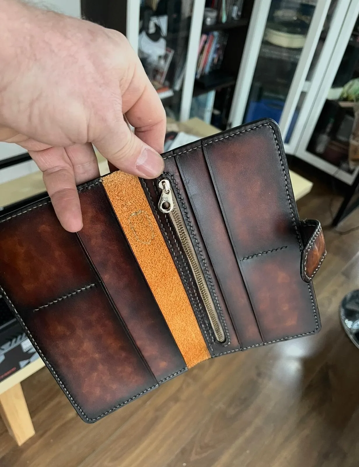 Antique patina, rubbed by hand